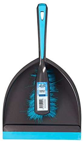 Elliott Large Garden Dustpan and Brush,Ideal for Cleaning In and around Home and Garden,Strong Synthetic Fibres suplied with in a coordinated Grey and Blue Colour