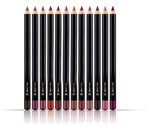 Tbest lipliner set 54 stück nabi,Lip Liner Pen, 12-teiliges Set Wasserdichter, Langlebiger Lip Liner Pencil Lipliner Pen Makeup Cosmetic