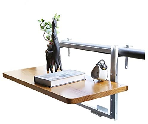 Balkonhängetisch Outdoor-Balkon-Stehtisch for Geländer, klappbarer Balkon-Decktisch, platzsparender hängender Decktisch for Patio-Apartment-Garten, 3 Größen (Color : White Bracket, Size : 120X35CM)