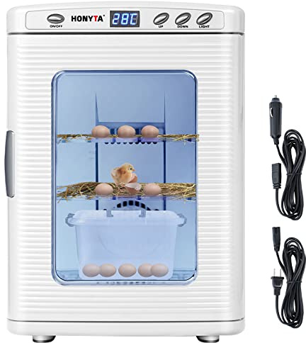 RYFT Incubators for Hatching Eggs, 25L Portable Reptile Scientific Lab Incubator with 5°C-60°C, 12V/110V Heating and Cooling for Small Reptiles (White)