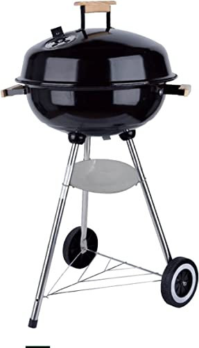 Bricoutlet - Barbecue a Carbonella CHICKEN BBQ – Griglia Ø44cm in Acciaio Inox – BBQ Portatile da Giardino, Balcone, Campeggio – con Maniglia in Legno – Barbecue Piccolo Compatto