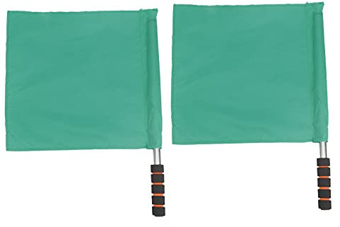 Tomotato 2 Stück Schiedsrichter Fahnen, Edelstahl Befehlshand Fahne mit Schwammgriff für Fußball Volleyball Wettkampf Zubehör(Grün)