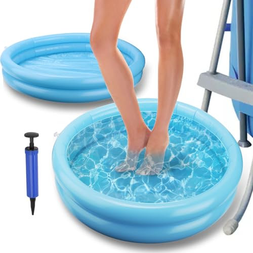 2 Pack Inflatable Pool Footbath, Clean Feet, Suitable for Placement Next to Pool Entrance Ladder, Portable Inflatable Equipment, Home Spa Care Accessories, 60x60x16cm