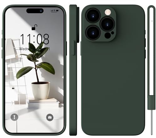 WXX för iPhone 14 Pro fodral silikonfodral, mobiltelefonfodral för iPhone 14 Pro tunn smal med mikrofiber, reptåligt allroundskydd fodral för iPhone 14 Pro 6,1 tum grön
