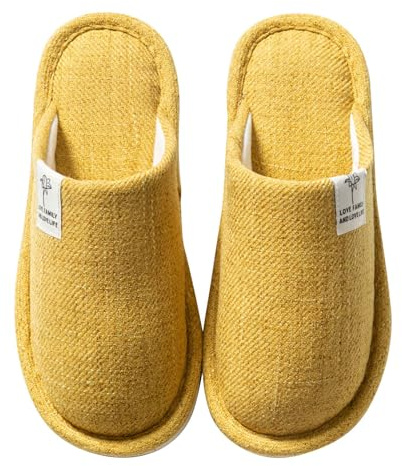 Colexy Chaussons Antidérapant Femme Homme Pantoufles Confortable Léger Bout ermés Accueil Chaussures hiver Chaussures pour la Maison(Jaune,38-39)