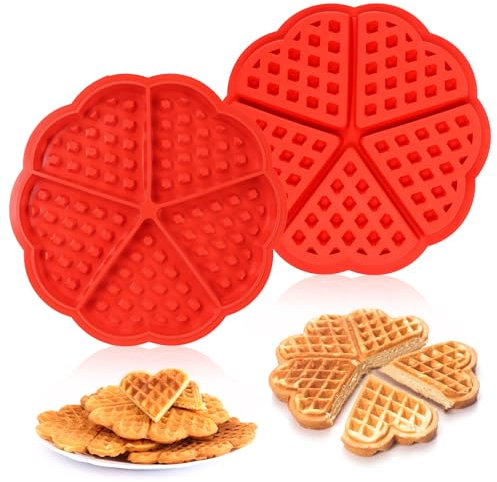 KFDDRN 2 moldes de silicona para gofres de gofres, moldes para hornear magdalenas, herramientas de decoración para hornear, 5 cavidades antiadherentes de silicona para magdalenas, para gofres, hornear