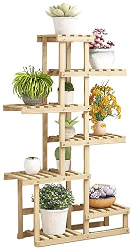 Soporte de madera para macetas, soporte para macetas de interior, alto y grande, soporte de exhibición para plantas, estante para flores, escalera de esquina