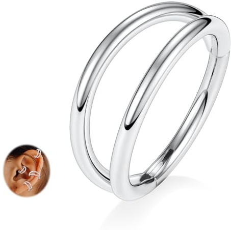 AROWRO Doppio Anello al Naso G23 in Titanio, Piercing per Setto Nasale, Conch, Helix, Daith, Rook, Tragus, Cartilagine, Piercing per Naso, Gioielli, Anello per Labbro 20G 18G 16G
