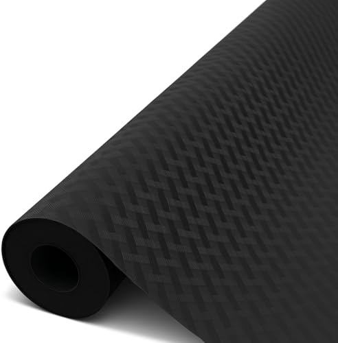 Drawer Liners 45x500cm – Non-Slip Waterproof Shelf Liner for Kitchen Cupboards, Drawers, Fridge & Cabinets – Heavy Duty, Oil Proof, Washable, Easy to Cut Clear Lining Paper (Black)