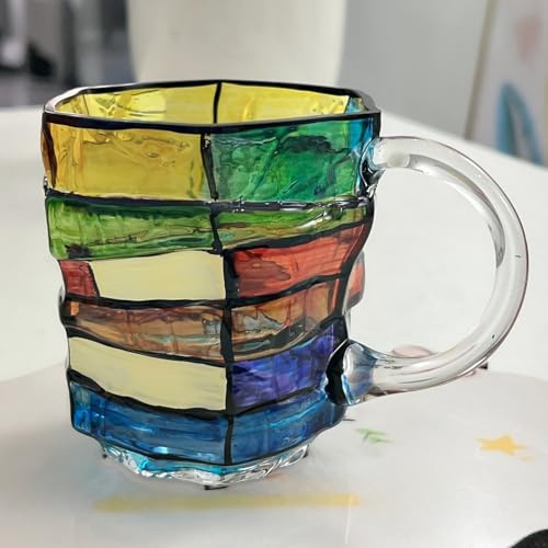 Handgjorda 3D-böcker läsklyckokopp, målad bokmugg, unik 3D-bokkopp glas, målade böcker kaffekopp, läslycka kopp, stapelkopp, original bokmugg i målat glas (B)