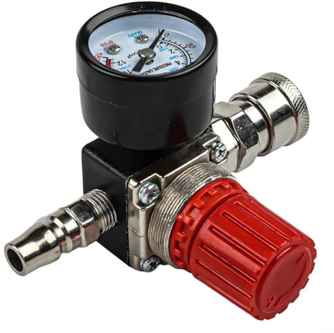 Dolvitrny Vier Löcher 1, 1/4 Zoll Luftkompressor Druckminderer Ventil mit integriertem 175 PSI Messgerät - Metallkonstruktion, kompatibel mit pneumatischen Systemen, 3-teiliges oder 5-teiliges Set