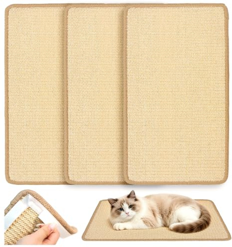 DONWEI 3 Pièces Tapis Griffoir Chat Autocollant Sisal 50x30cm