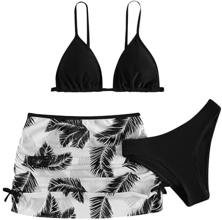 Generisch Traje de baño de dos piezas para niñas con manta de malla Rashguard, traje de baño para adolescentes, Negro , 13-14 años