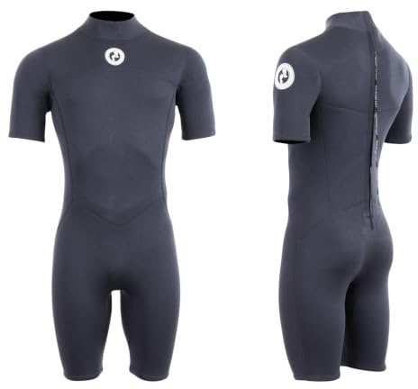 Two Bare Feet Men's Thunderclap 2.5mm Summer Shorty Neoprene Wetsuit - Ideal for Surfing, Swimming & Watersports - Lightweight, Flexible & Durable Design (Medium, Black)