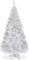 COSTWAY 180 cm Árbol de Navidad Artificial, Arbol de Navidad Blanco con Base Metálica, Árbol Artificial de PVC con 650 Ramas, Decoración Navideña para Interiores Fácil de Montar