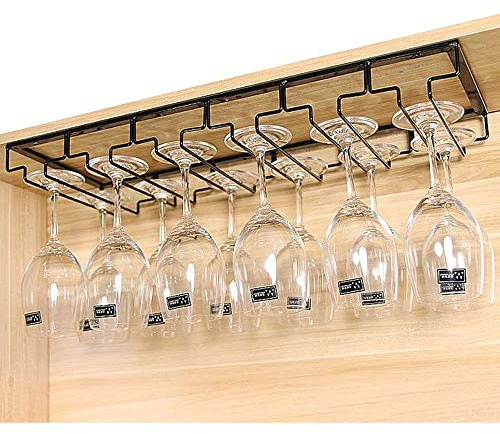 MAJOZ Soporte para Copas de Vino, Estante Colgante para Copas con 6 Rieles, Soporte de Acero para Colgar Copas en la Cocina, Bar o Restaurante, 60 x 22,5 x 5,5cm