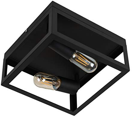 MiniSun | Industrial Steampunk Style Black 2 Way Caged Ceiling Light | Pendant Lights, Home Décor & Improvement Essential | Includes 4W LED Bulbs [2700K Warm White]