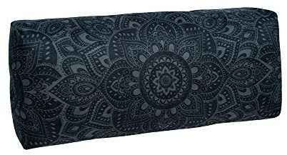 YOGA DESIGN LAB | The Yoga Bolster | Comfortable, Supportive Eco-Friendly Luxury Yoga Cushion | Recycled Plastic Bottle Microfiber | Natural Cotton, Foam Filling (Mandala Charcoal)