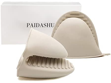 Guanto da forno in silicone spesso, mini guanti da forno resistenti al calore, per cuocere, grigliare al barbecue (rosa albicocca)