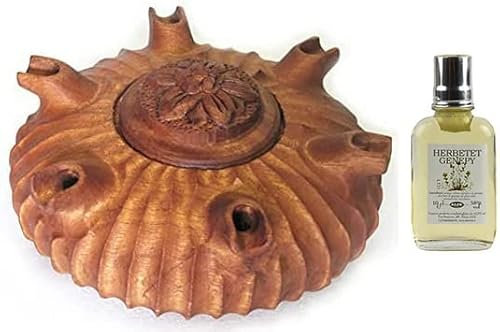 Coppa dell'amicizia Originale della Valle d'Aosta Rustica 6 Becchi in Legno di Mogano Diametro 21 cm + Bottiglia tascabile Genepy Herbetet 10cl condi ricetta per preparare Il caffè alla valdostana