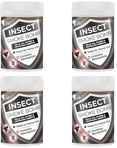 Insect Smoke Bomb 4 Pack - Fast-Acting Formula, Comprehensive Coverage, Non-Staining, for Home Use, Effective Against All Insects