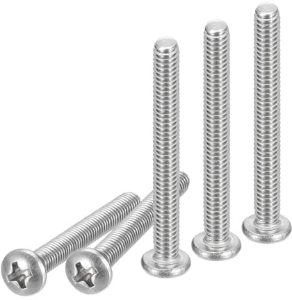 DTGN Tornillo de Máquina de Cabeza Plana M4X50mm, 10 Unidad, Acero Inoxidable 304, con Cabeza Phillips, Rosca Métrica Gruesa Completa, Acabado Brillante