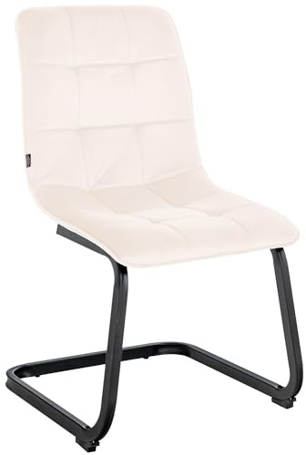 CLP Sedia da pranzo Vermont I Con rivestimento in velluto I Sedia a sbalzo imbottita Colore:crema