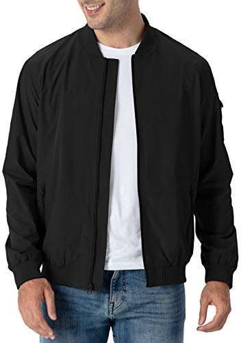 Rdruko Men's Windbreaker Lightweight Bomber Jacket Causal Fashion Light Jacket(Black, US 4XL)