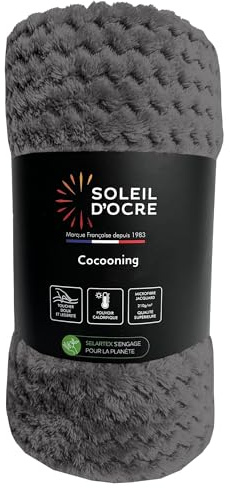 Soleil d'ocre, Coperta, coperta 180x220 cm COCOONING grigio