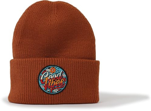 Outdoor Strickmütze: Vibes - Beanie Männer Frauen Mütze Wintermütze Hippster Herbst Wald Natur Klettern Outdoor Wandern Geschenk für Herren Damen Coole Ski Mütze (Pumpkin)