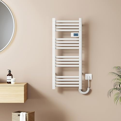EMKE Toallero Eléctrico 960 x 400 mm, Radiador de Baño Eléctrico con Interruptor Táctil y Temporizador, Calentador de Toallas Blanco 300W,Toallero electrico baño