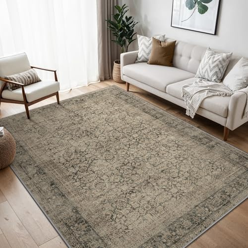 BEIMO Alfombra Salon Vintage, Alfombras de Dormitorio, Alfombra Salón Estival Antideslizante Lavable, Grandes Alfombras de Salón de Pelo Corto para Salón, Verde, 200x290cm