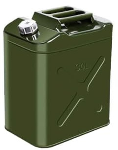 DVTFRUI Jerricane À Essence INOX Verte Extra Épaisse Résistante Durable pour Stockage Extérieur, Garage, Transport De Carburant,30L