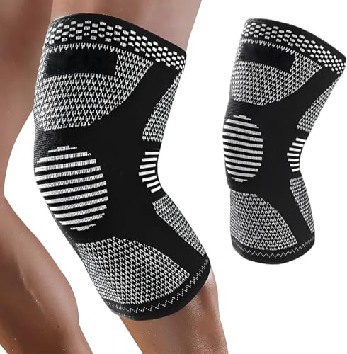 GXGM 1 Pièce Genouillère Sport,Avec Bande Antidérapante,Pour Basketball, Volley-Ball, Yoga, Course, Jambe Droite et Gauche,Applicable à Arthrite,Genouillère de Compression