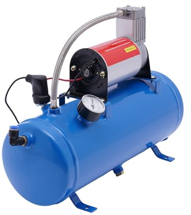 Cunnyend luftkompressorsats med 6 liters tank, bärbar luftkanalsats med luftkompressor 150 Psi 12 V, luftpumpa för alla fordon 12 V tåg båtar bilar verkstad