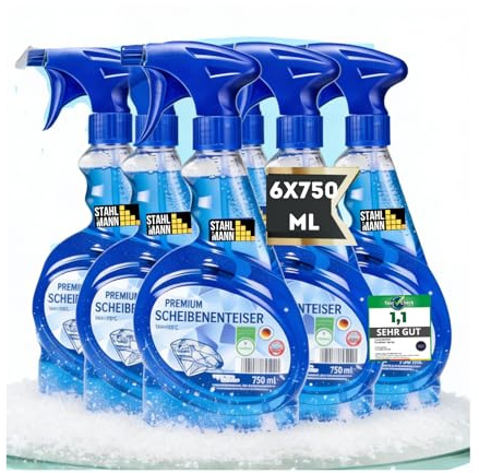 Scheibenenteiser Auto 6x750 ml – Enteiserspray Auto gegen Eis & Frost | Blitzschneller Scheibenenteiser für klare Sicht | Schonend & effektiv | Auch für Scheibenwischwasser geeignet (6, 750 ml)