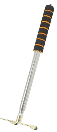 DOITOOL Pont de Queue de Billard Télescopique en Métal Inoxydable Tête Amovible, Poignée Orange et Fourche Dorée, Porte-queues Portable pour Jeux de Billard et Snooker, Accessoire Gaming