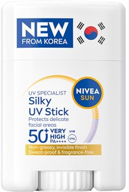 NIVEA SUN - Stick Solaire Visage FPS50+ Silky Touch - Application Ciblée - Résiste à la Transpiration - Fini Soyeux, Invisible & Non-Collant - Format Nomade - Tous Types de Peaux - 15 g