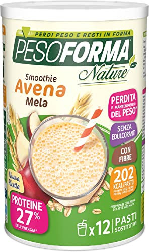 Pesoforma Nature Smoothie Mela sostitutivo per il controllo del peso, a base di crusca d'avena, Solo 202 calorie, 12 pasti 420 gr