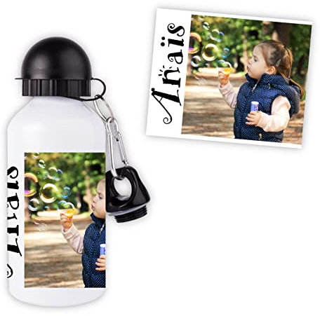 Tendance Cadeau Gourde personnalisée enfant 500mL – Modèle avec photo et prénom – Aluminium, acier inoxydable ou isotherme – Léger, anti-fuite, école, sport, sortie