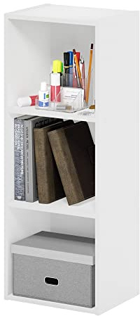 Furinno Pasir Estantería Abierta Librería de 3 Niveles Sin Herramientas, Blanco