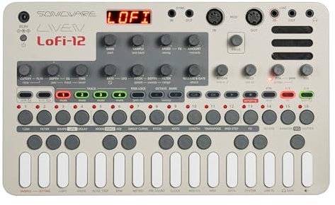 Sonicware LIVEN Lofi-12 [Lo-fi Groovebox & Sampler] Retro-Sampling mit 12bit Sampler-Modus, 4-Spur Step-Sequenzer, 10 Stimmen, 12 Spur-Effekte + 9 Master-Effekt