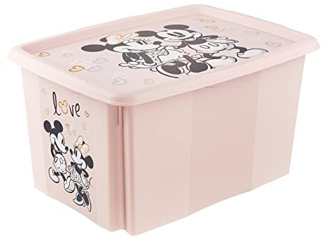 keeeper Minnie Maus Aufbewahrungsbox mit Deckel, Dreh- und stapelbar, Für Kinder, 45 l, Karolina, Nordic Pink