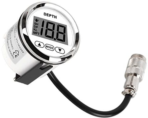 Bootstiefenmesser mit Geber Echolot Weiß Echolot Wasserdicht Dash Echolot Geber mit Weißer Hintergrundbeleuchtung für Yachten Boote