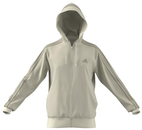 adidas Herren Essentials French Terry 3-Stripes Full-Zip Hoodie, Off White, M