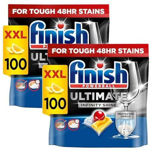 Finish Ultimate Infinity Shine diskmaskinstabletter bulk | doft: citron | storlek: 200 diskmaskinstabletter (100 flikar x 2) | Ultimate Clean and Shine