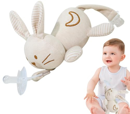 Tewzafiya Plush Animal Pacifier Holder, Animal Pacifier Holder - Pet Clip for Pacifier and Pacifier | Skin-Friendly, Comfortable and Adorable Pacifier Companion for Shower, from 0 Months