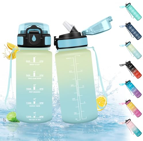 HoneyHolly Botella Agua 500 ml, Reutilizable, Botella de Agua con Pajita, Prueba de Fugas, Cantimplora Niños Colegio, Libre de BPA, Cantimplora para Niños, Deporte, Running, Gimnasio, Bicicleta