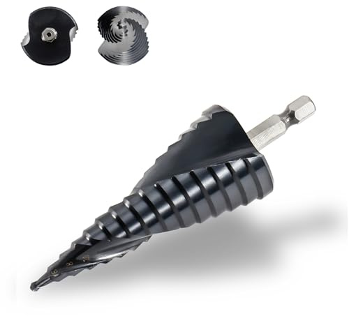 TINMAGI Fresa Conica, Punte Coniche a Spirale M42 TiAlN Cobalto, 15 Livelli Punta Conica Trapano, Ø 4-32mm Trapano a Gradini, Punte a Gradini a Doppia Elica per Metallo Duro, Acciaio, Legno, Plastica