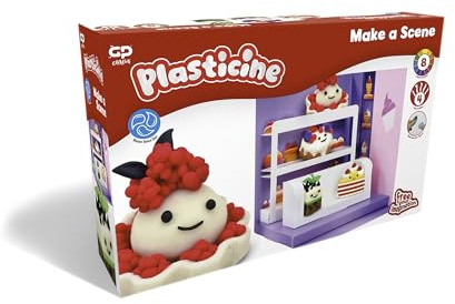 Plasticine Make A Scene - Sweet Shop - Juego de arcilla creativa para modelar para niños - Incluye colores reutilizables de Plasticine y herramientas y telón de fondo, actividad de juego creativa sin